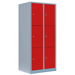 4061815519107 - Schließfachschrank feuerrot lichtgrau 523324 6 Schließfächer 800 x 500 x 1800 cm 4061815519107 LÜLLMANN 4061815519107 - Schließfachschrank feuerrot lichtgrau 523324 6 Schließfächer 800 x 500 x 1800 cm 4061815519107 LÜLLMANN
