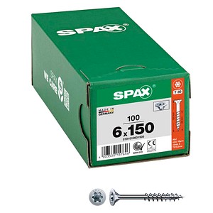 4003530157646 - Spax - Universalschraube 6 x 150 mm 100 Stück Teilgewinde Senkkopf t-star plus T30 4CUT wirox - 0191010601505 4003530157646 - Spax - Universalschraube 6 x 150 mm 100 Stück Teilgewinde Senkkopf t-star plus T30 4CUT wirox - 0191010601505