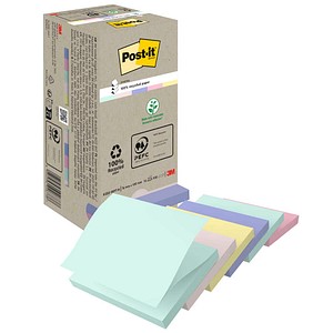 4054596926738 - Post-it® Haftnotizen Recycling Z-Notes R330-1RPT B 76 x T 76 mm PEFC®-Papier farbig 16 Blöcke 100 Blatt Block