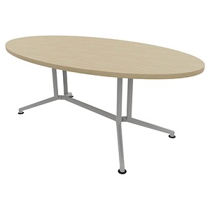 8055517528358 - Konferenztisch X2 eiche oval V-Gestell alu 2000 x 1100 x 740 cm