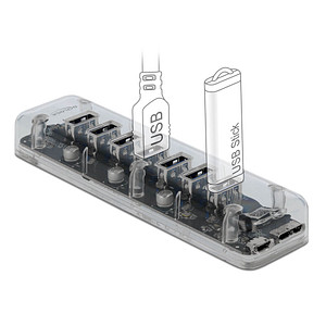 4043619640881 - DELOCK 64088 - Externer USB 30 Hub mit 7 Ports transparent 4043619640881 - DELOCK 64088 - Externer USB 30 Hub mit 7 Ports transparent