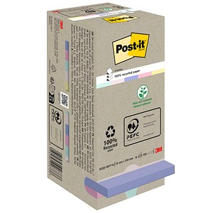 4054596926738 - Post-it® Haftnotizen Recycling Z-Notes R330-1RPT B 76 x T 76 mm PEFC®-Papier farbig 16 Blöcke 100 Blatt Block