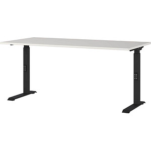 4005949791572 - Schreibtisch DOWNEY 7911-581 manuell höhenverstellbar 160x80cm (BxT) rechteckig lichtgrau Schwarz 4005949791572 GERMANIA 4005949791572 - Schreibtisch DOWNEY 7911-581 manuell höhenverstellbar 160x80cm (BxT) rechteckig lichtgrau Schwarz 4005949791572 GERMANIA