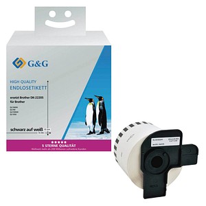 6941881284575 - Premium Etiketten 62mmx3048m kompzu Brother DK-22205 schwarz auf weiß 6941881284575 G und G