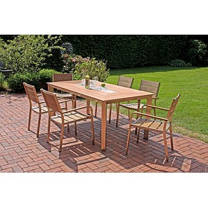 champagner Florence Pleasure / Metall, 7-teilig discount Holz, office Garden Sitzgruppe |