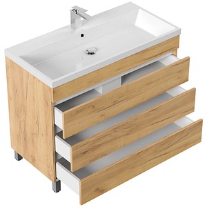 4251982673836 - POSSEIK Waschbecken mit Unterschrank FELLINI 100 eiche gold 1000 x 480 x 835 cm