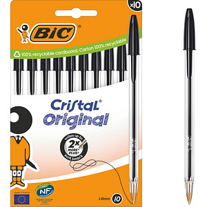 3086123734753 - Cristal Kugelschreiber mit Kappe Gr M - 04 mm - schwarz - 10 Stück 3086123734753 BIC 10 Stück