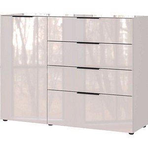 4005949370036 - Sideboard mit 4 Schubladen und 1 Tür Glasfront- und auflage B 1340 x T 420 x H 1020 mm Kaschmir