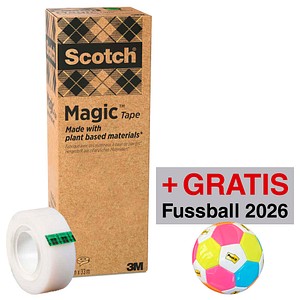 AKTION: Scotch Magic™ Tape a greener choice Klebefilm matt 19,0 mm x 33,0 m 9 Rollen + GRATIS Fußball 2026