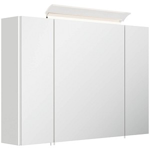 4251982674338 - Spiegelschrank 90cm inkl Design LED-Lampe und Glasböden weiss hochglanz