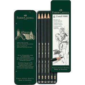 4005401190639 - FABER-CASTELL Castell 9000 Bleistifte B HB 2B 4B 6B 8B dunkelgrün 6 St