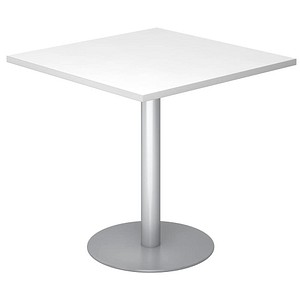 4032062157336 - Besprechungstisch LxB 800 x 800 mm 755 mm hoch Gestell silber Platte weiß 4032062157336 - Besprechungstisch LxB 800 x 800 mm 755 mm hoch Gestell silber Platte weiß