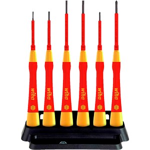 4010995429898 - Feinschraubendreher Set PicoFinish® electric 7-teilig inkl Halter i Schraubendreher für Elektriker i vde i Schlitz Kreuzschlitz (42989) - Wiha