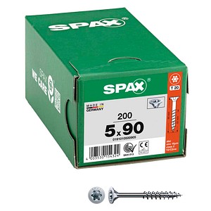 4003530154324 - Universalschraube 5 x 90 mm 200 Stück Teilgewinde Senkkopf t-star plus T20 4CUT wirox - 0191010500905 - Spax 4003530154324 - Universalschraube 5 x 90 mm 200 Stück Teilgewinde Senkkopf t-star plus T20 4CUT wirox - 0191010500905 - Spax