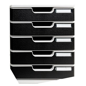 9002493023932 - Schubladenbox Modulo 301014D lichtgrau schwarz 5 Schubladen geschlossen 9002493023932 Exacompta