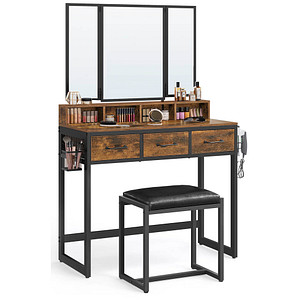 0194343008318 - Schminktisch braun schwarz rechteckig Kufen-Gestell schwarz 900 x 400 x 1410 cm 0194343008318 VASAGLE 0194343008318 - Schminktisch braun schwarz rechteckig Kufen-Gestell schwarz 900 x 400 x 1410 cm 0194343008318 VASAGLE