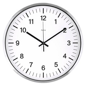 4047443517678 - hama Funkwanduhr Java weiß silber Metall Ø 350 cm