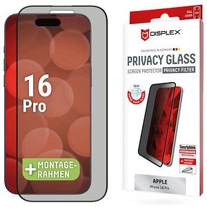 4028778123727 - DISPLEX Privacy Full Cover Panzerglas (10H) für Apple iPhone 16 Pro