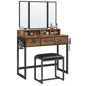 VASAGLE Schminktisch rechteckig Spanplatte braun, schwarz 90,0 x 40,0 x 141,0 cm, 1 St.