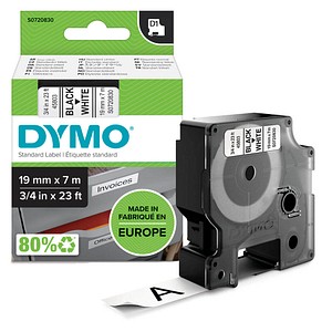 DYMO Schriftband D1 S0720830, 19 mm schwarz auf weiß