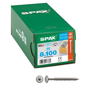 4003530177880 - Hiforce 8 x 100 mm 50 Stück Vollgewinde Tellerkopf t-star plus T40 4CUT Edelstahl rostfrei A2 - 0257000801005 - Spax 4003530177880 - Hiforce 8 x 100 mm 50 Stück Vollgewinde Tellerkopf t-star plus T40 4CUT Edelstahl rostfrei A2 - 0257000801005 - Spax