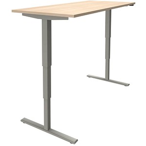 4260267324721 - fm Sidney elektrisch höhenverstellbarer Schreibtisch akazie rechteckig T-Fuß-Gestell silber 1800 x 800 cm