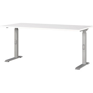 4005949791602 - Schreibtisch DOWNEY 7911-639 manuell höhenverstellbar 68-91cm (H) 160x80cm (BxT) rechteckig weiß silber 4005949791602 GER 4005949791602 - Schreibtisch DOWNEY 7911-639 manuell höhenverstellbar 68-91cm (H) 160x80cm (BxT) rechteckig weiß silber 4005949791602 GER