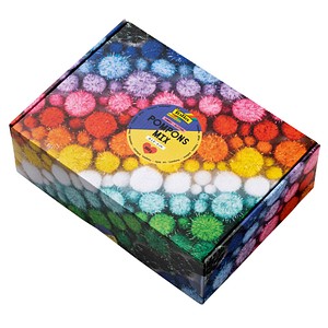 4001868136494 - Pompons farbsortiert Jumbo Glitter Ø 15 - 40 cm 730 St