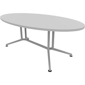 8029466141036 - Konferenztisch X2 grau oval V-Gestell alu 2000 x 1100 x 740 cm