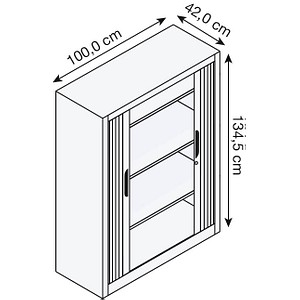 4050646266465 - Rollladenschrank mit Horizontal-Jalousie HxBxT 1345 x 1000 x 420 mm 3 Fachböden 35 Ordnerhöhen lichtgrau 4050646266465 - Rollladenschrank mit Horizontal-Jalousie HxBxT 1345 x 1000 x 420 mm 3 Fachböden 35 Ordnerhöhen lichtgrau