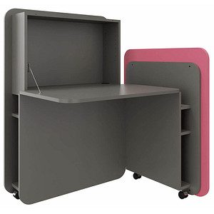 fm FLATup  Sekretär basalt/ rose rechteckig, schwarz 107,0 x 41,5 - 91,0 cm