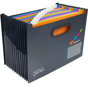 Rapesco Fächer-Stehsammler Supafile A4 Kunststoff 13 Fächer schwarz/fa