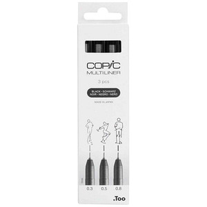 4013695266039 - COPIC Multiliner Fineliner schwarz 03 + 05 + 08 mm 4013695266039 3 Stück