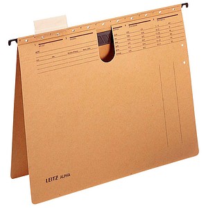 4002432407460 - 25 LEITZ Hängehefter ALPHA® 1989 Karton naturbraun 2 x kaufmännische Heftung