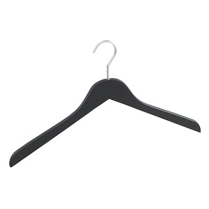 4008838310199 - Kleiderbügel WENKO Modell Paris schwarz B44cm H12cm T12cm Holzwerkstoff Kleiderbügel Garderobenbügel aus Holz schlanke Form mit mattierter Beschichtung