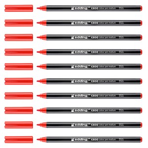 4004764432943 - edding Filzstifte Faserschr1300 rot 10St 20 mm Rot