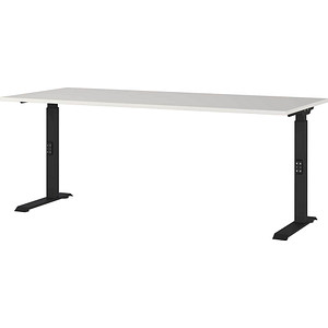4005949791688 - Schreibtisch DOWNEY 7912-581 manuell höhenverstellbar  180x80cm (BxT) rechteckig lichtgrau   Schwarz 4005949791688 GERMANIA