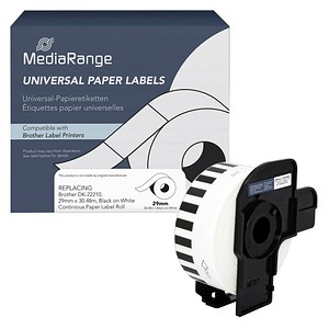 4260459618171 - Papieretikett kompatibel zu Brother DK-22210 29 mm x 3048 m schwarz auf weiß 4260459618171 MediaRange