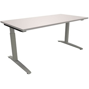 4260267326121 - fm Sidney höhenverstellbarer Schreibtisch lichtgrau rechteckig C-Fuß-Gestell Quadratrohr silber 1600 x 800 cm 4260267326121 - fm Sidney höhenverstellbarer Schreibtisch lichtgrau rechteckig C-Fuß-Gestell Quadratrohr silber 1600 x 800 cm