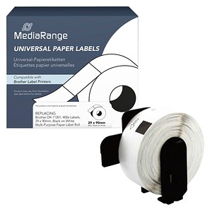 4260459618058 - Papieretikett kompatibel zu Brother DK-11201 29 x 90 mm (H x B) schwarz auf weiß 400 Etiketten 4260459618058 MediaRange