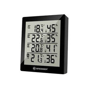 4007922035499 - BRESSER Thermo-Hygrometer Quadro - mit 4 unabhängigen Messdaten Farbe schwarz