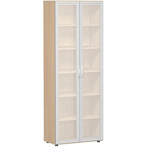 4038933078083 - Aktenschrank Flex S-386821-GTB buche Acrylglas satiniert 5 Fachböden 800 x 420 x 2160 cm