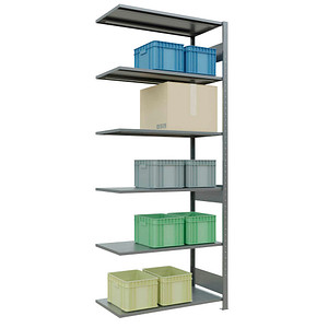 4004514280725 - Schulte Lagertechnik Fachbodenregal-Stecksystem MULTIplus 150 Anbauregal Längenriegel 2500x1000x500 mm 6 Böden verzinkt