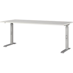 4005949791701 - Schreibtisch DOWNEY 7912-583 manuell höhenverstellbar 68-91cm (H) 180x80cm (BxT) rechteckig lichtgrau silber 400594979170 4005949791701 - Schreibtisch DOWNEY 7912-583 manuell höhenverstellbar 68-91cm (H) 180x80cm (BxT) rechteckig lichtgrau silber 400594979170
