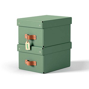 4002432136360 - Puro Aufbewahrungsbox mit Deckel klein 7L 100% Recyclingkarton 2er-Pack Grün
