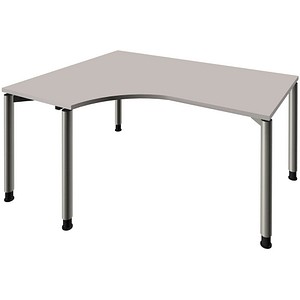 4260267326220 - fm Sidney höhenverstellbarer Schreibtisch lichtgrau Bogenform 4-Fuß-Gestell Rundrohr silber 1600 x 800 cm 4260267326220 - fm Sidney höhenverstellbarer Schreibtisch lichtgrau Bogenform 4-Fuß-Gestell Rundrohr silber 1600 x 800 cm