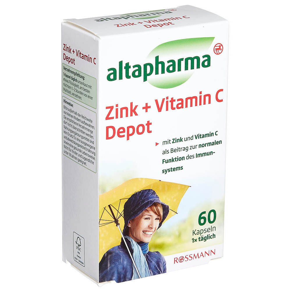 altapharma Zink + Vitamin C Depot Nahrungsergänzungsmittel 60 Kapseln g