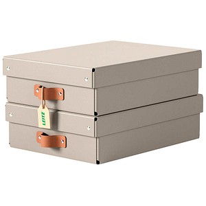 4002432136414 - Puro Aufbewahrungsbox mit Deckel mittelgroß & flach 8L 100% recycelter Karton 2er-Pack Beige