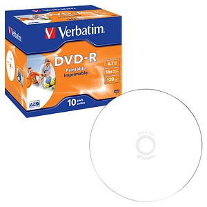 0023942435211 - Verbatim® DVD-R printable (Tinte) bis 16fach 47 GB 120 min 10 Jewelcases