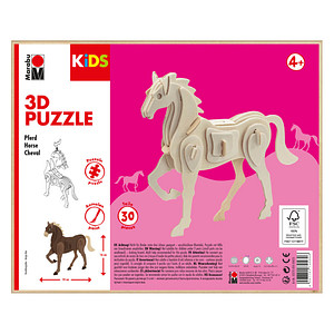 Marabu KiDS Pferd 3D-Puzzle, 30 (bemalbar) Teile